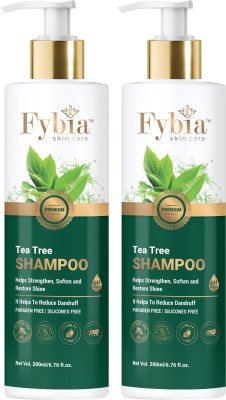 fybia skin care Tea Tree Anti-Dandruff Shampoo With Tea Tree For Dandruff Free Hair - No Parabens & Silicones - 200 ml 2 Pack(400 ml)