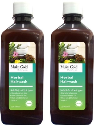 AXIOM Mukti Gold Herbal Hair Wash Pack of 2 | Strengthening, Repairing, Long & Strong(800 ml)