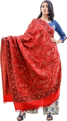 Radha Madhav Enterprise Wool Embroidered Women Shawl(Red)