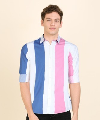 Pepe Jeans Men Striped Casual White, Blue Shirt