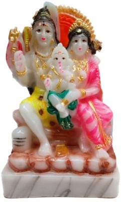 salvusappsolutions Handmade Marble Dust Shiva Parivar (Shiva, Parvati & Ganesh) Idol/ Statue for Pooja, Office-Home Decor & Car Dashboard (5.5 Inch) Decorative Showpiece  -  14 cm(Marble, Multicolor)