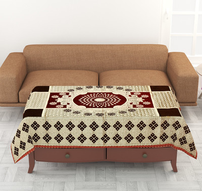 JAYVAAM Abstract 4 Seater Table Cover(Maroon, Velvet)