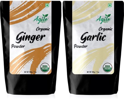 Agile Organic Organic Ginger Powder & Organic Garlic Powder - 400gms (200gms Each)(2 x 200 g)