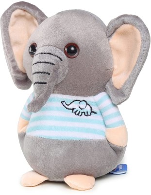 Webby Soft Animal Plush Elephant Toy  - 20 cm(Grey and Blue)