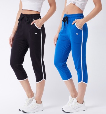 Modeve Solid Women Black, Blue Track Pants