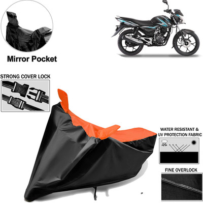 aksmit Two Wheeler Cover for Bajaj(Discover 100 DTS-i, Black, Orange)