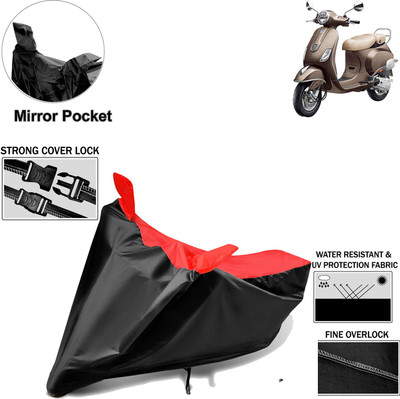 aksmit Two Wheeler Cover for Piaggio(Vespa, Black, Red)