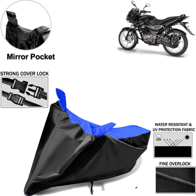 Rhtdm Two Wheeler Cover for Bajaj(Pulsar 150 DTS-i, Black, Blue)