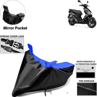 Rhtdm Two Wheeler Cover for Yamaha(Jog R, Black, Blue)
