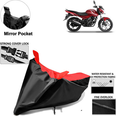 Rhtdm Two Wheeler Cover for Bajaj(Discover 150 s, Black, Red)