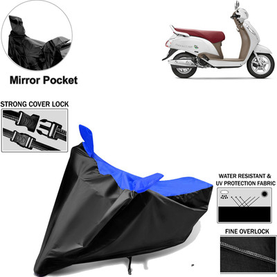 aksmit Two Wheeler Cover for Suzuki(Access SE, Black, Blue)