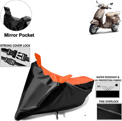 aksmit Two Wheeler Cover for Piaggio(Vespa VXL, Black, Orange)