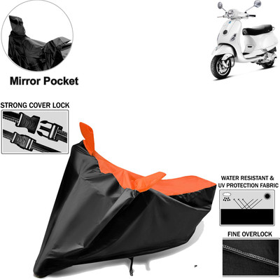 Rhtdm Two Wheeler Cover for Piaggio(Vespa LX, Black, Orange)