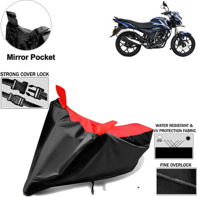 Rhtdm Two Wheeler Cover for Bajaj(Discover 125 DTS-i, Black, Red)