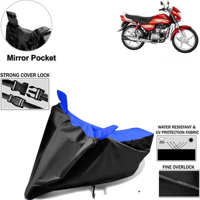 Rhtdm Two Wheeler Cover for Hero(HF Deluxe, Black, Blue)