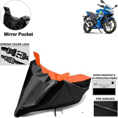 Rhtdm Two Wheeler Cover for Suzuki(Gixxer SF, Black, Orange)