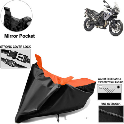 Rhtdm Two Wheeler Cover for Triumph(Tiger 800 XR, Black, Orange)