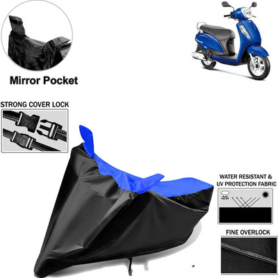 aksmit Two Wheeler Cover for Suzuki(Access, Black, Blue)