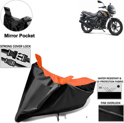 aksmit Two Wheeler Cover for TVS(Flame DS 125, Black, Orange)