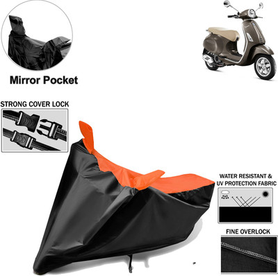 aksmit Two Wheeler Cover for Piaggio(Vespa SXL, Black, Orange)