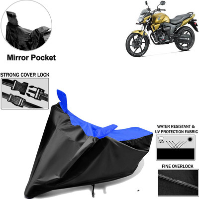 Rhtdm Two Wheeler Cover for Honda(CB Trigger, Black, Blue)