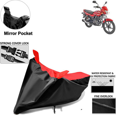 aksmit Two Wheeler Cover for Bajaj(Platina 100 DTS-i, Black, Red)