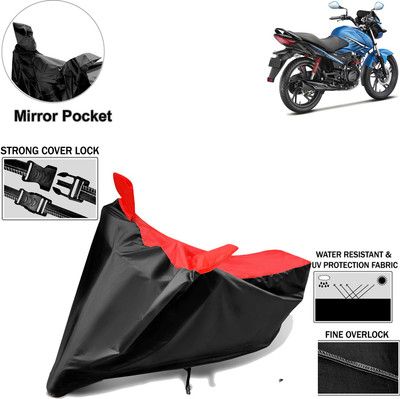 Rhtdm Two Wheeler Cover for Hero(Glamour FI, Black, Red)