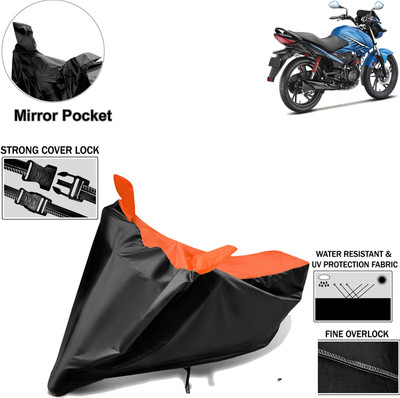 aksmit Two Wheeler Cover for Hero(Glamour FI, Black, Orange)
