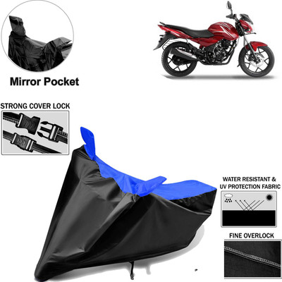 Rhtdm Two Wheeler Cover for Bajaj(Discover 150 s, Black, Blue)