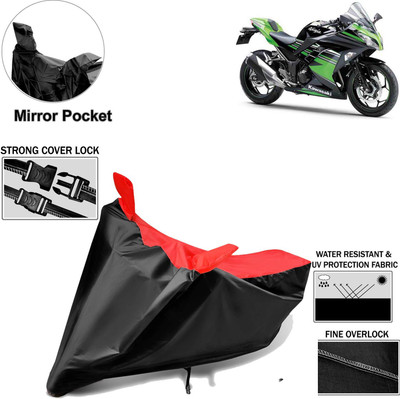 aksmit Two Wheeler Cover for Kawasaki(Ninja, Black, Red)