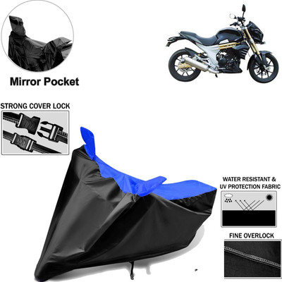 aksmit Two Wheeler Cover for Mahindra(Mojo, Black, Blue)