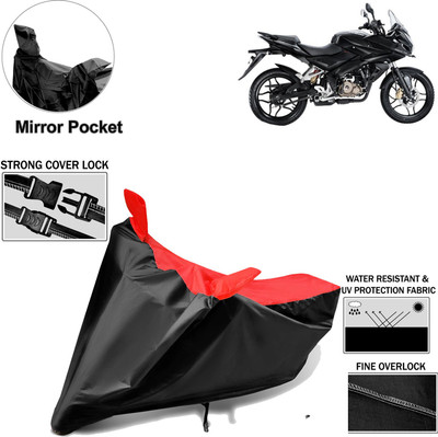 Rhtdm Two Wheeler Cover for Bajaj(Pulsar AS 150, Black, Red)