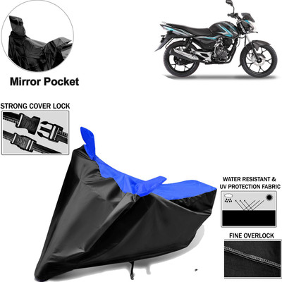 aksmit Two Wheeler Cover for Bajaj(Discover 100 DTS-i, Black, Blue)