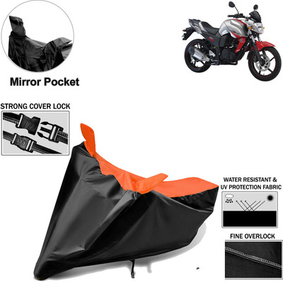 Rhtdm Two Wheeler Cover for Yamaha(FZ-S, Black, Orange)