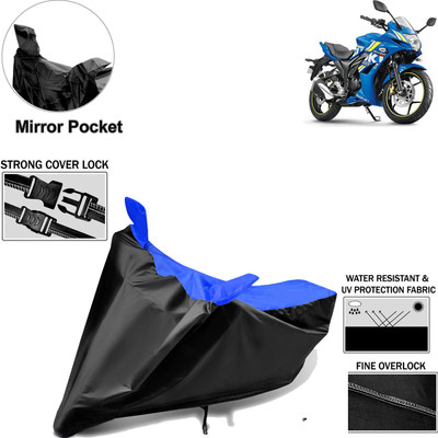 Rhtdm Two Wheeler Cover for Suzuki(Gixxer SF, Black, Blue)