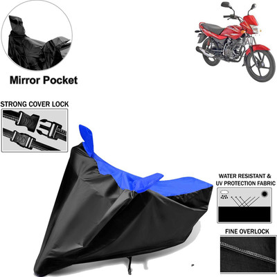 aksmit Two Wheeler Cover for Bajaj(Platina 100 DTS-i, Black, Blue)