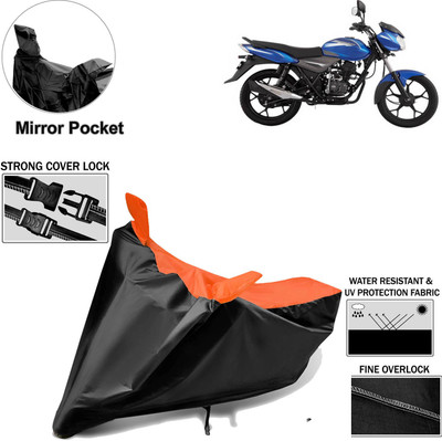 aksmit Two Wheeler Cover for Bajaj(Discover, Black, Orange)