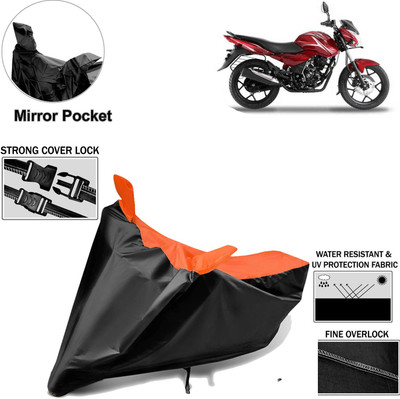 Rhtdm Two Wheeler Cover for Bajaj(Discover 150 s, Black, Orange)