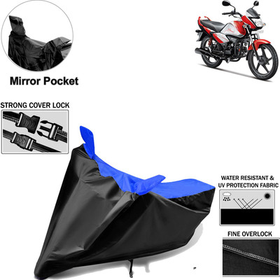 Rhtdm Two Wheeler Cover for Hero(Splendor I Smart, Black, Blue)