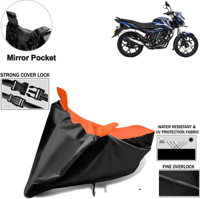 Rhtdm Two Wheeler Cover for Bajaj(Discover 125 DTS-i, Black, Orange)