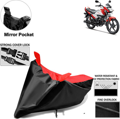 Rhtdm Two Wheeler Cover for Hero(Splendor I Smart, Black, Red)