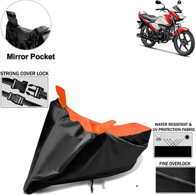Rhtdm Two Wheeler Cover for Hero(Splendor I Smart, Black, Orange)
