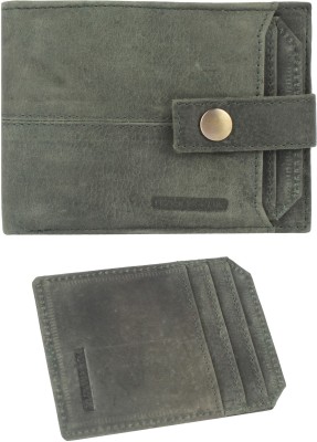 Praiseworthy Men Formal, Casual, Travel Green Genuine Leather Wallet(6 Card Slots)