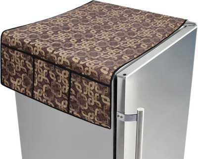 LITHARA Refrigerator  Cover(Width: 101.6 cm, Brown, Gold)