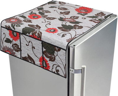 LITHARA Refrigerator  Cover(Width: 101.6 cm, White, Green)