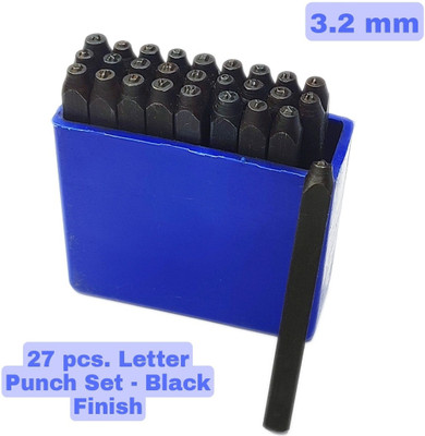 Luxuro Hardened Steel Alphabet Punch Set, 1/8 Inches-3.2mm (Carbon Steel) Punches & Punching Machines(Set Of 27, Black)