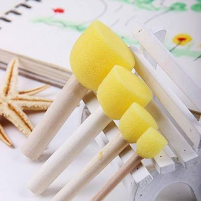 Definite Art & Craft 5pc Painting Sponge Dabber Foam Brush Set w/ wooden Handle - Yellow Painting Sponge Block(Pack of 5)