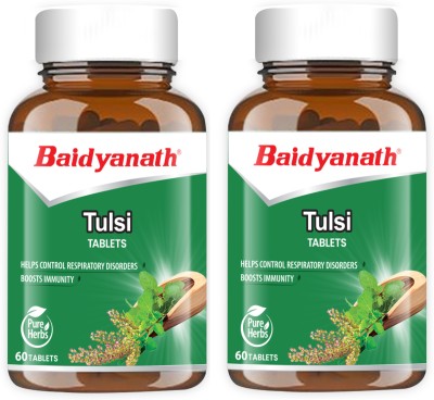 Baidyanath Tulsi Tablets – Pure Herbs | Respiratory Health Booster | Boosts Immunity | Relieves Cough and Cold | 120 TB(Pack of 2)