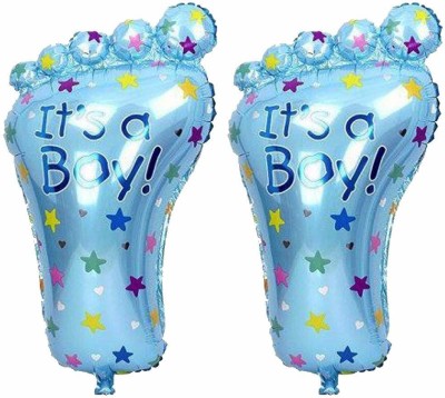 Rozi Decoration Printed Cute Feet Baby Boy 27 inch Baby Shower Baby Arrival Baby Birthday Boy Foil Balloons Pack of 2 Balloon(Multicolor, Pack of 2)