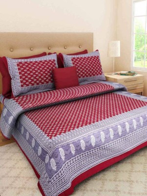 RAJASTHAN@HOME 250 TC Cotton Double 3D Printed Flat Bedsheet(Pack of 1, Multicolor)